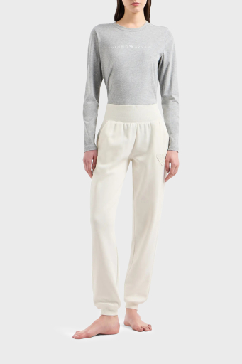 Emporio Armani Pamuk Karışımlı Regular Fit Yüksel Bel Ribanalı Paça Jogger Bayan Pantolon 1649084 F2569 2810 EKRU - 5