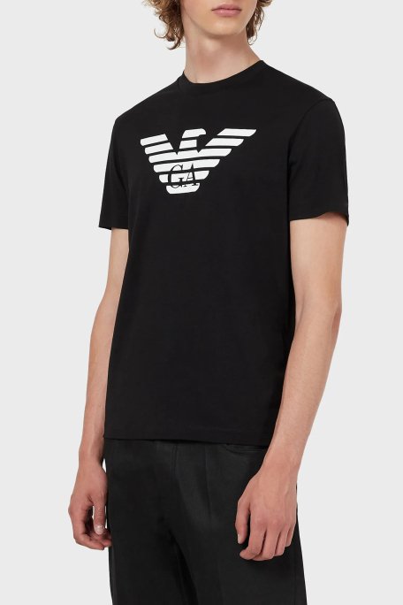 Emporio Armani Pamuklu Baskılı Regular Fit Bisiklet Yaka Erkek T Shirt 8N1TN5 1JPZZ 0022 SİYAH - 1