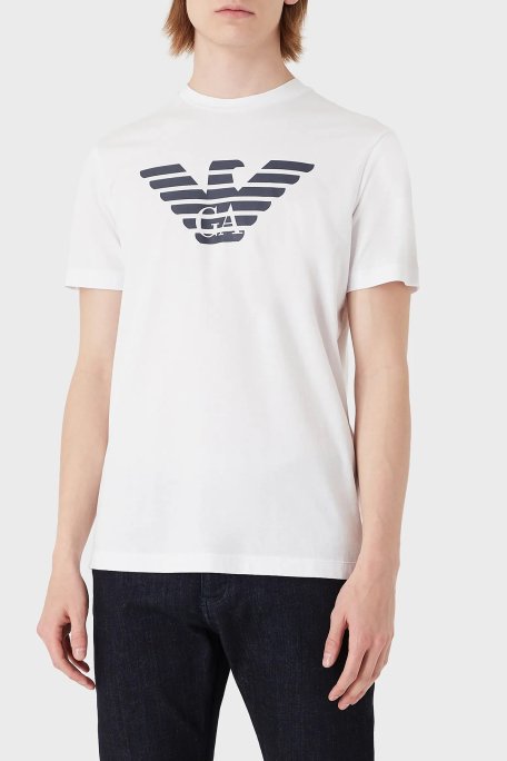 Emporio Armani Pamuklu Baskılı Regular Fit Bisiklet Yaka Erkek T Shirt 8N1TN5 1JPZZ 0147 BEYAZ - 1