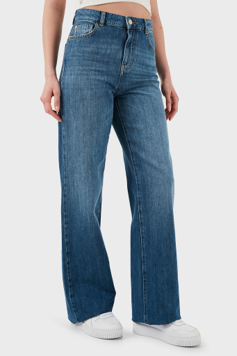 Emporio Armani Pamuklu Comfort Fit Yüksek Bel Geniş Paça Jeans Bayan Kot Pantolon EW001119 AF12676 MB002 LACİVERT - 3