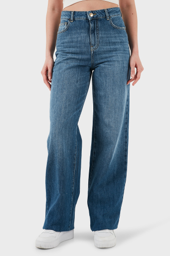 Emporio Armani Pamuklu Comfort Fit Yüksek Bel Geniş Paça Jeans Bayan Kot Pantolon EW001119 AF12676 MB002 LACİVERT - 5