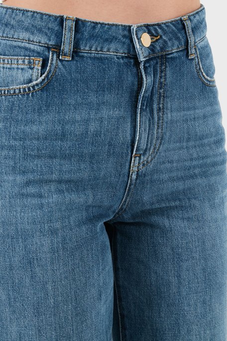 Emporio Armani Pamuklu Comfort Fit Yüksek Bel Geniş Paça Jeans Bayan Kot Pantolon EW001119 AF12676 MB002 LACİVERT - 13