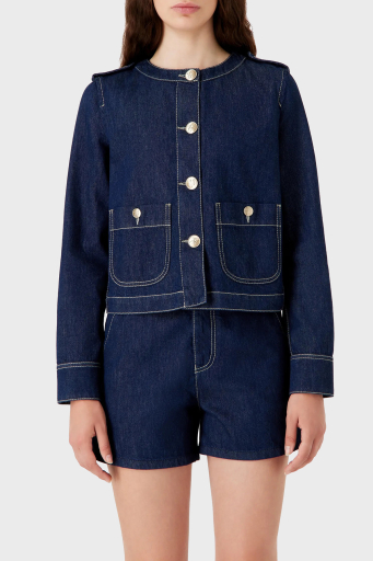 Emporio Armani Pamuklu Düğmeli Denim Bayan Ceket 3D2G63 2DM1Z 0941 LACİVERT - 1