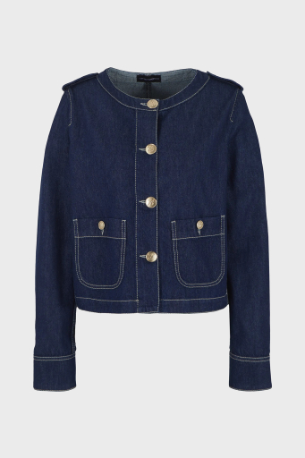 Emporio Armani Pamuklu Düğmeli Denim Bayan Ceket 3D2G63 2DM1Z 0941 LACİVERT - 5