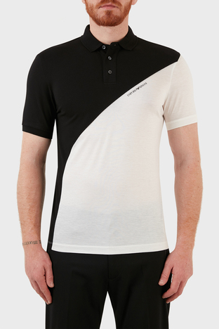 Emporio Armani - Emporio Armani Pamuklu Düğmeli T Shirt Erkek Polo 3L1FAW 1JBWZ F067 SİYAH-BEYAZ