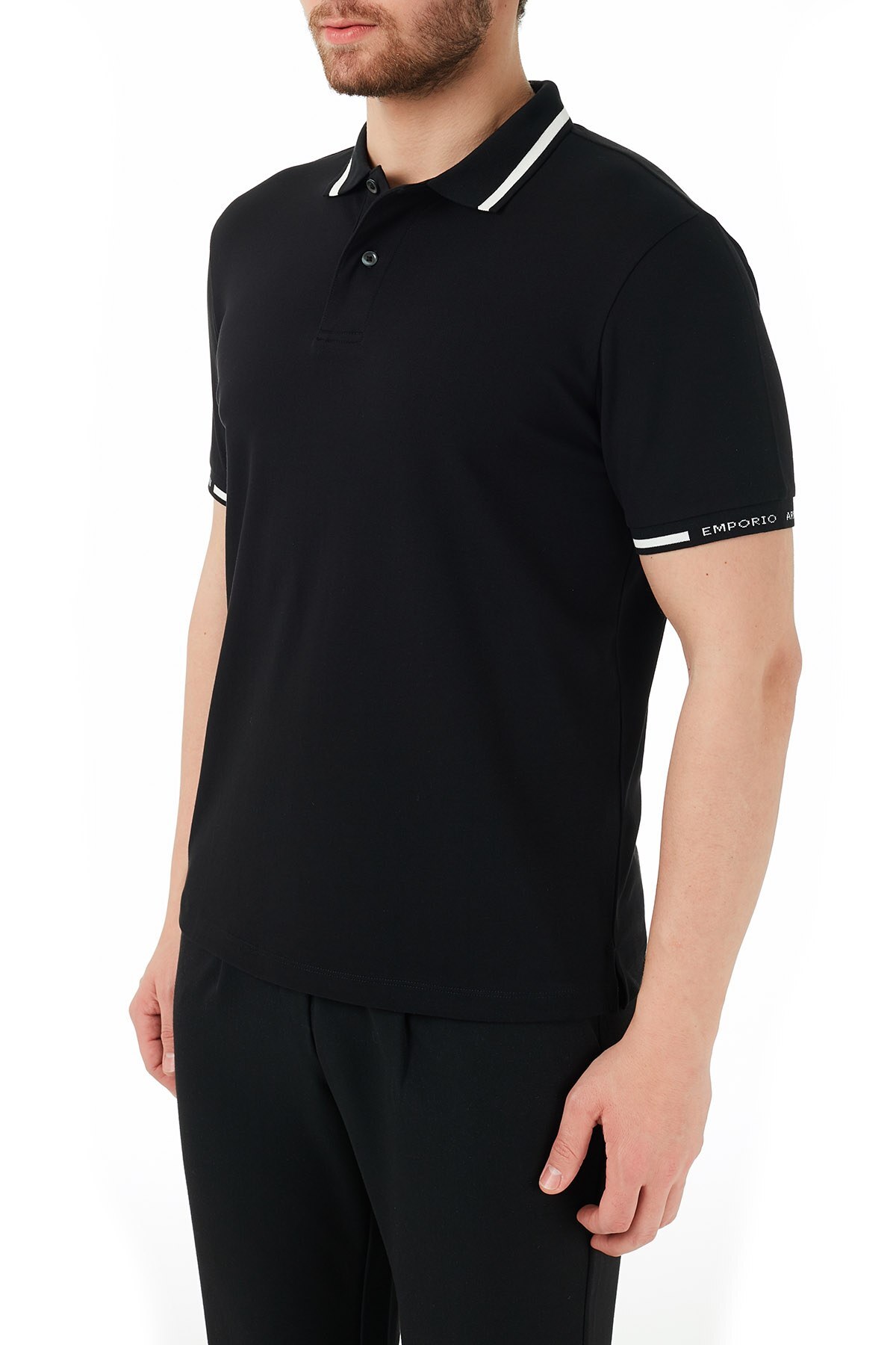 Emporio Armani Pamuklu Düğmeli T Shirt Erkek Polo 3K1FA4 1JPTZ 0047 SİYAH