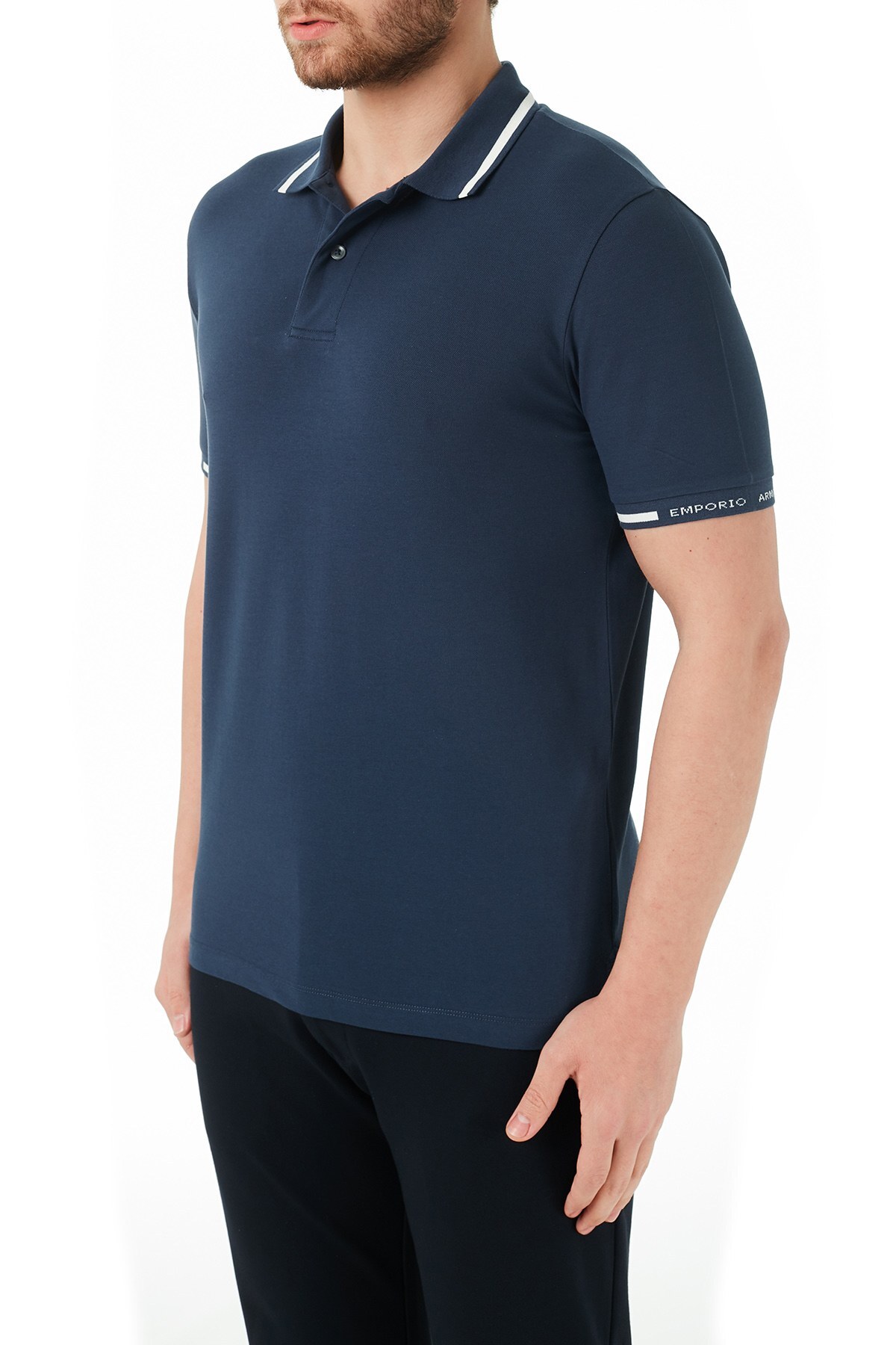 Emporio Armani Pamuklu Düğmeli T Shirt Erkek Polo 3K1FA4 1JPTZ 09D0 LACİVERT