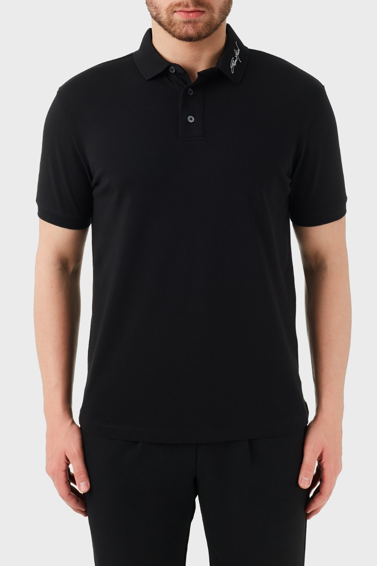 Emporio Armani Pamuklu Düğmeli T Shirt Erkek Polo 3K1FA6 1JPTZ 0999 SİYAH
