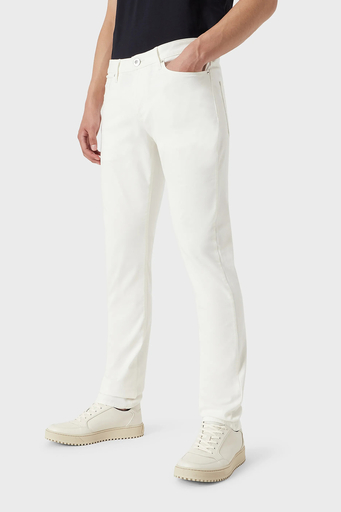 Emporio Armani Pamuklu Düşük Bel Slim Fit J06 Jeans Erkek Kot Pantolon 8N1J06 1GN0Z 0101 BEYAZ - 1