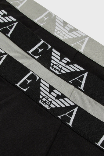 Emporio Armani Pamuklu Esnek 3 Pack Erkek Boxer 111357 4R715 35321 SİYAH-GRİ - 5