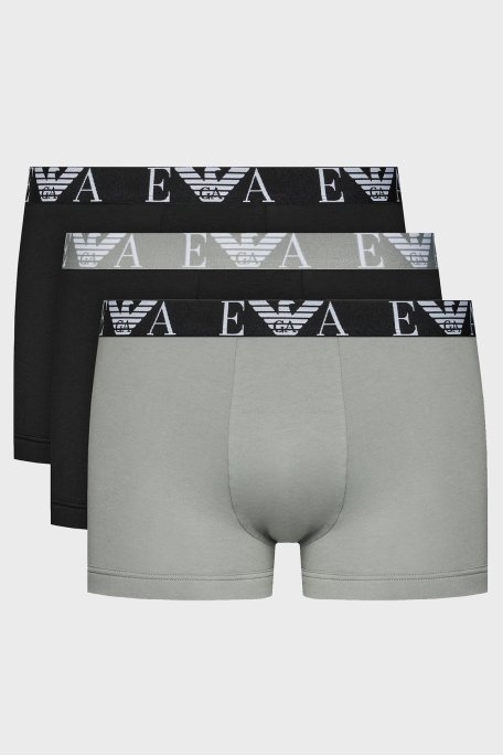 Emporio Armani Pamuklu Esnek 3 Pack Erkek Boxer 111357 4R715 35321 SİYAH-GRİ - 1