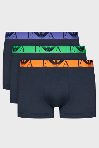 Emporio Armani Pamuklu Esnek 3 Pack Erkek Boxer 111357 4R715 70435 Turuncu-Mor-Yeşil - 1