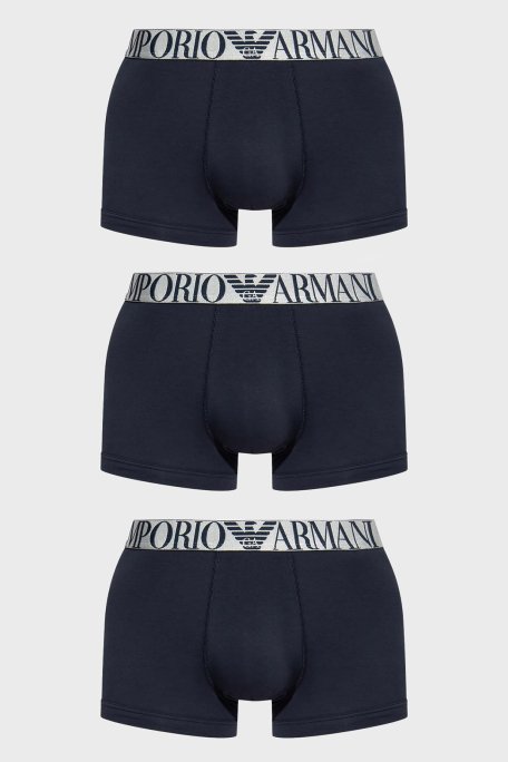 Emporio Armani Pamuklu Esnek 3 Pack Erkek Boxer 111357 4R726 40035 LACİVERT - 1
