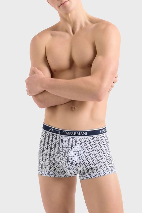 Emporio Armani Pamuklu Esnek 3 Pack Erkek Boxer 112130 4R717 23631 Mavi-Siyah-Beyaz - 2