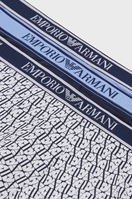 Emporio Armani Pamuklu Esnek 3 Pack Erkek Boxer 112130 4R717 23631 Mavi-Siyah-Beyaz - 4