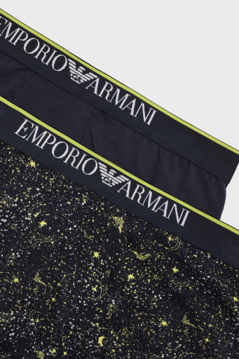 Emporio Armani Pamuklu Logolu Lastik Bel 2 Pack Erkek Boxer 1112104 F5967 4336 LACİVERT - 2