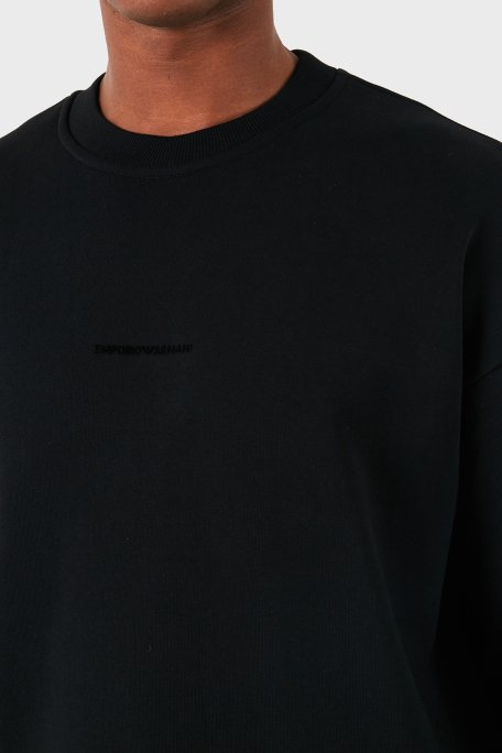 Emporio Armani Pamuklu Logolu Regular Fit Bisiklet Yaka Erkek Sweat 6D1M95 1JTAZ 0999 SİYAH - 5