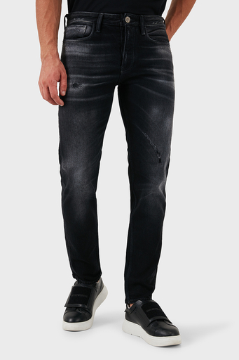 Emporio Armani Pamuklu Logolu Slim Fit Normal Bel Jeans Erkek Kot Pantolon 6D1J75 1D46Z 0006 SİYAH - 1