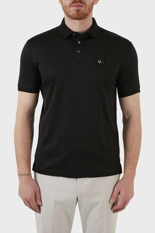 Emporio Armani - Emporio Armani Pamuklu Lyocell Regular Fit Düğmeli T Shirt Erkek Polo 3L1FAL 1JUVZ 0999 SİYAH