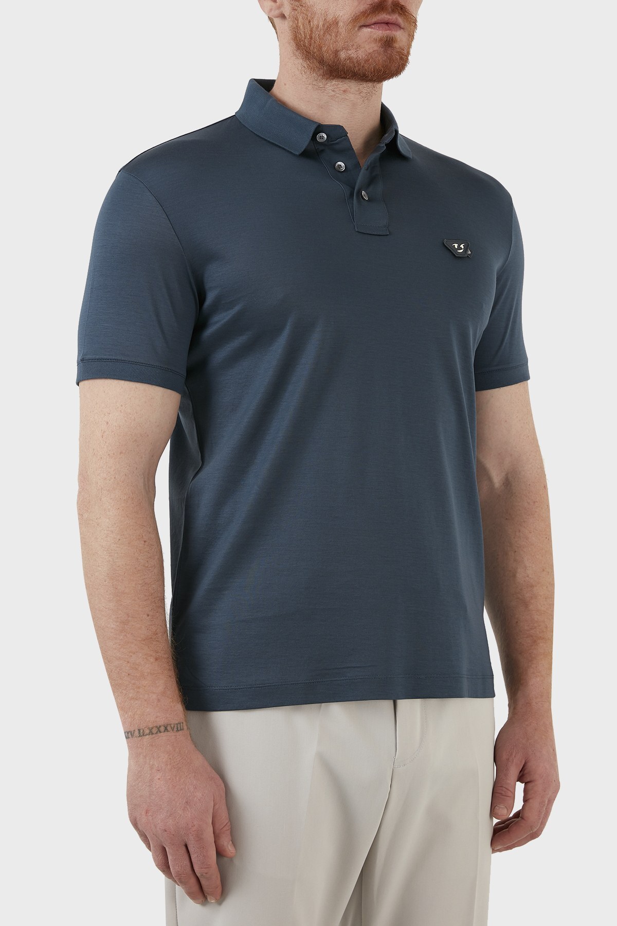 Emporio Armani Pamuklu Lyocell Regular Fit Düğmeli T Shirt Erkek Polo 3L1FAL 1JUVZ 0948 PETROL