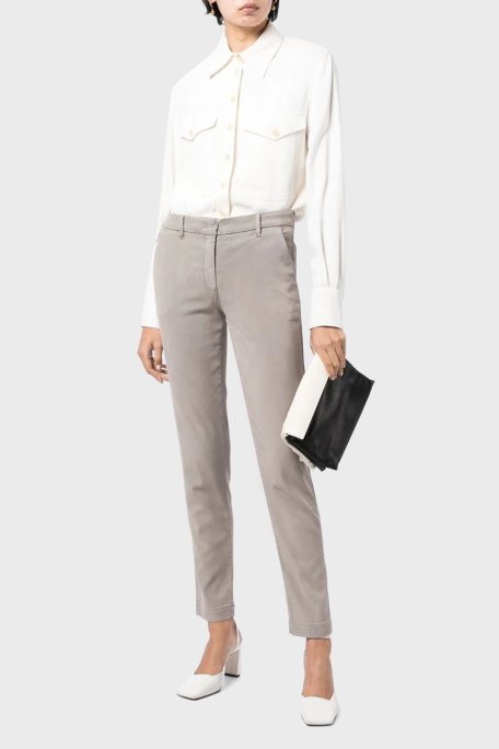 Emporio Armani Pamuklu Normal Bel Skinny Fit Düz Paça Bayan Pantolon 6L2P64 2NH4Z 0636 GRİ - 1