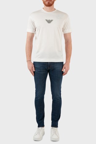 Emporio Armani - Emporio Armani Pamuklu Normal Bel Slim Fit Dar Paça Jeans Erkek Kot Pantolon 3L1J16 1D2PZ 0942 MAVİ (1)