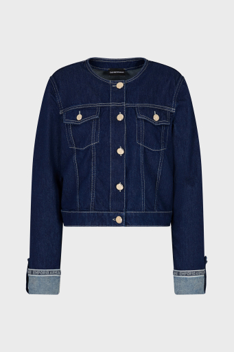 Emporio Armani Pamuklu Regular Fit Bisiklet Yaka Bayan Kot Ceket EW000753 AF12436 MB001 LACİVERT - 5