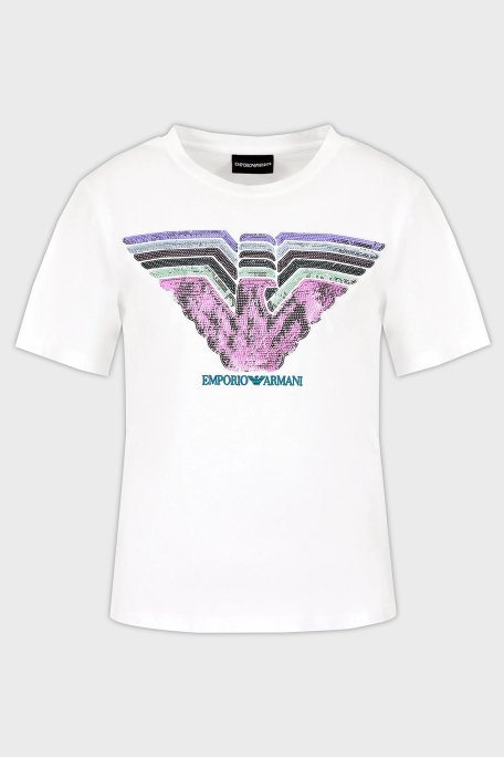 Emporio Armani Pamuklu Regular Fit Bisiklet Yaka Bayan T Shirt 3D2T7T 2JIDZ 0100 BEYAZ - 5