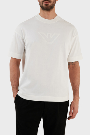 Emporio Armani - Emporio Armani Logolu Bisiklet Yaka % 100 Pamuk Relaxed Fit Erkek T Shirt 3R1TU0 1JWZZ 01I0 BEYAZ