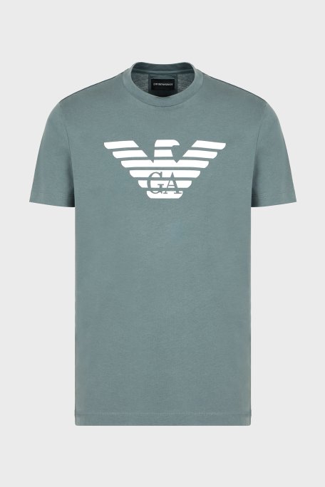 Emporio Armani Pamuklu Regular Fit Bisiklet Yaka Logolu Erkek T Shirt 8N1TN5 1JPZZ M9061 YEŞİL - 5