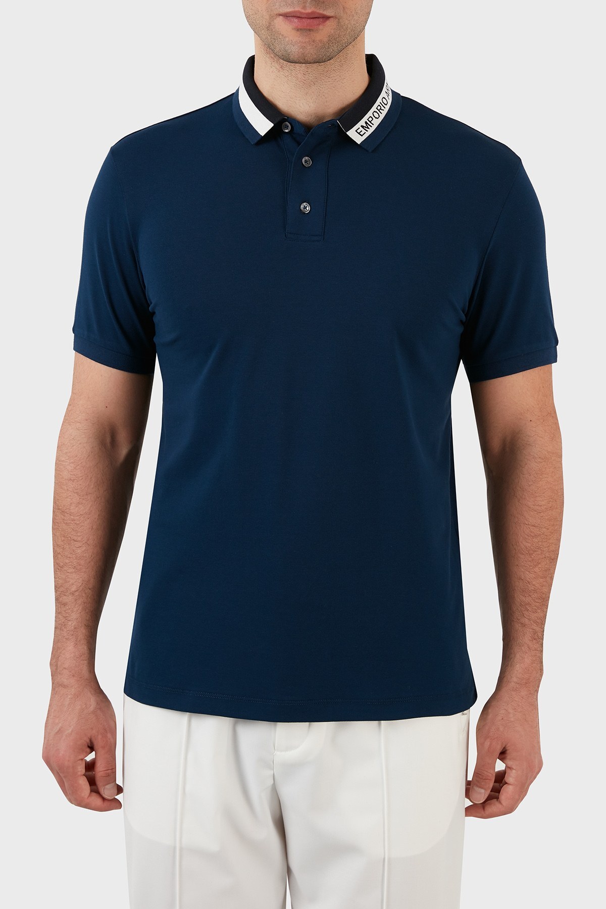 Emporio Armani Pamuklu Regular Fit Düğmeli T Shirt Erkek Polo 3L1FAQ 1JPTZ 09H1 MAVİ
