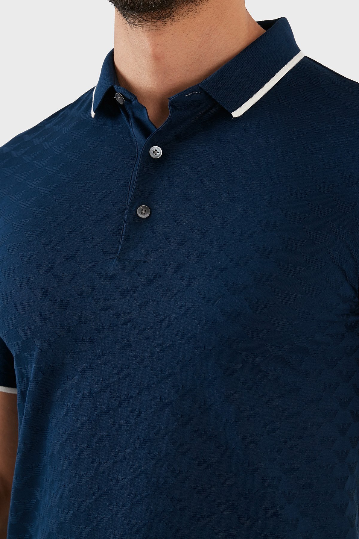 Emporio Armani Pamuklu Regular Fit Düğmeli T Shirt Erkek Polo 8N1FP0 1JHWZ 0947 MAVİ