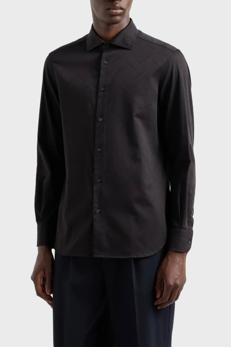 Emporio Armani Pamuklu Regular Fit Erkek Gömlek 6D1C86 1NIUZ F019 SİYAH - 1