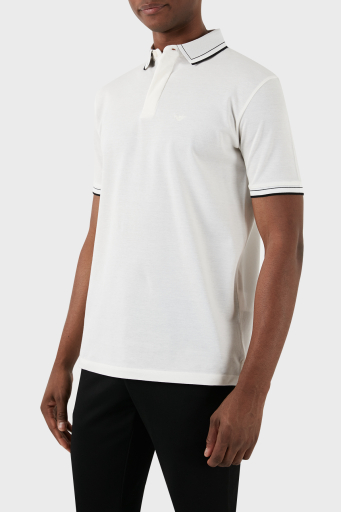 Emporio Armani Pamuklu Regular Fit Erkek Polo Yaka T Shirt 3D1FM6 1JTKZ 0101 BEYAZ - 4