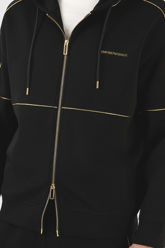 Emporio Armani Pamuklu Regular Fit Fermuarlı Kapüşonlu Erkek Sweat 3R1MBU 1JHSZ 0999 SİYAH - 5
