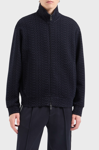 Emporio Armani Pamuklu Regular Fit Fermuarlı Tamamı Logolu Erkek Sweat EM001697 AF10013 FB229 LACİVERT - 1