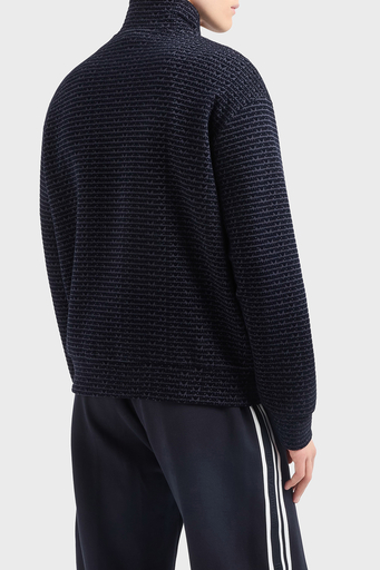 Emporio Armani Pamuklu Regular Fit Fermuarlı Tamamı Logolu Erkek Sweat EM001697 AF10013 FB229 LACİVERT - 2