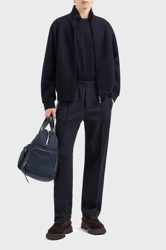 Emporio Armani Pamuklu Regular Fit Fermuarlı Tamamı Logolu Erkek Sweat EM001697 AF10013 FB229 LACİVERT - 3