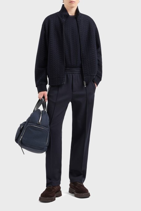 Emporio Armani Pamuklu Regular Fit Fermuarlı Tamamı Logolu Erkek Sweat EM001697 AF10013 FB229 LACİVERT - 2