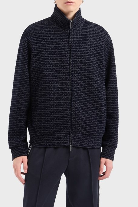 Emporio Armani Pamuklu Regular Fit Fermuarlı Tamamı Logolu Erkek Sweat EM001697 AF10013 FB229 LACİVERT - 6
