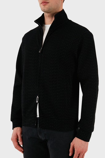 Emporio Armani Pamuklu Regular Fit Fermuarlı Tamamı Logolu Erkek Sweat EM001697 AF10013 FC151 SİYAH - 4