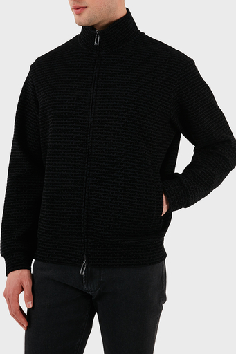 Emporio Armani Pamuklu Regular Fit Fermuarlı Tamamı Logolu Erkek Sweat EM001697 AF10013 FC151 SİYAH - 5