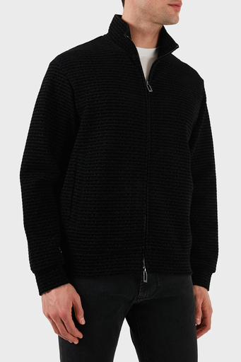 Emporio Armani Pamuklu Regular Fit Fermuarlı Tamamı Logolu Erkek Sweat EM001697 AF10013 FC151 SİYAH - 6