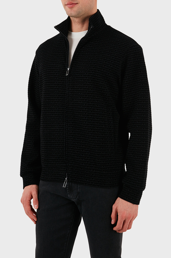 Emporio Armani Pamuklu Regular Fit Fermuarlı Tamamı Logolu Erkek Sweat EM001697 AF10013 FC151 SİYAH - 7