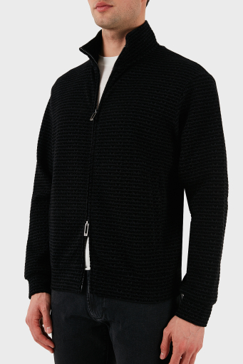 Emporio Armani Pamuklu Regular Fit Fermuarlı Tamamı Logolu Erkek Sweat EM001697 AF10013 FC151 SİYAH - 18