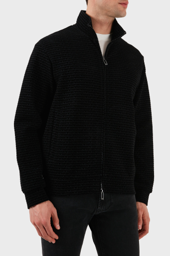 Emporio Armani Pamuklu Regular Fit Fermuarlı Tamamı Logolu Erkek Sweat EM001697 AF10013 FC151 SİYAH - 20