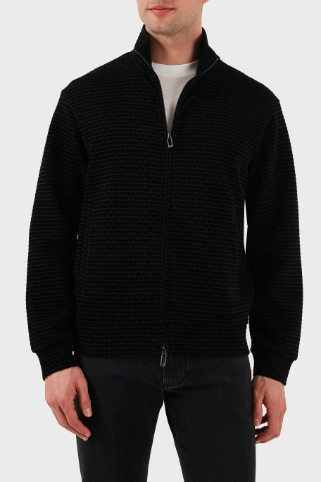 Emporio Armani Pamuklu Regular Fit Fermuarlı Tamamı Logolu Erkek Sweat EM001697 AF10013 FC151 SİYAH - 1