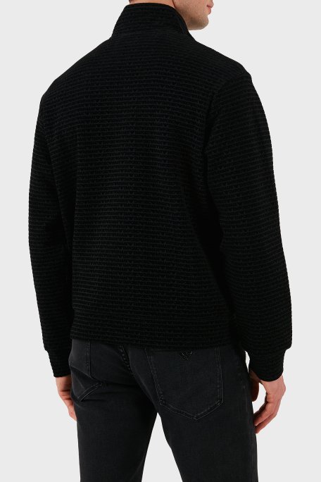 Emporio Armani Pamuklu Regular Fit Fermuarlı Tamamı Logolu Erkek Sweat EM001697 AF10013 FC151 SİYAH - 3