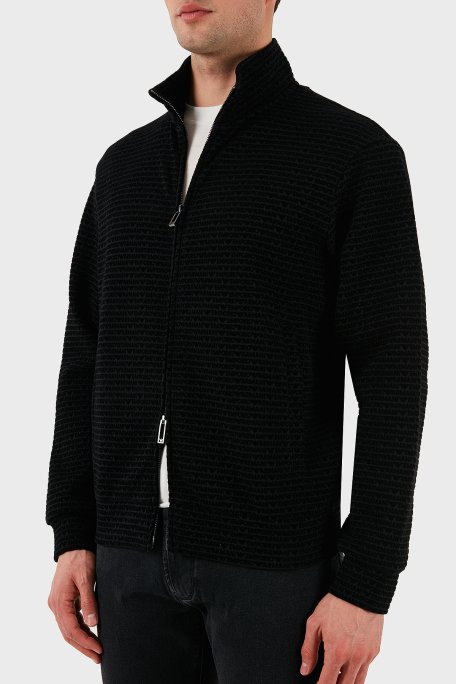 Emporio Armani Pamuklu Regular Fit Fermuarlı Tamamı Logolu Erkek Sweat EM001697 AF10013 FC151 SİYAH - 4