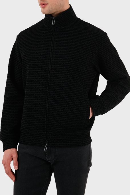 Emporio Armani Pamuklu Regular Fit Fermuarlı Tamamı Logolu Erkek Sweat EM001697 AF10013 FC151 SİYAH - 5